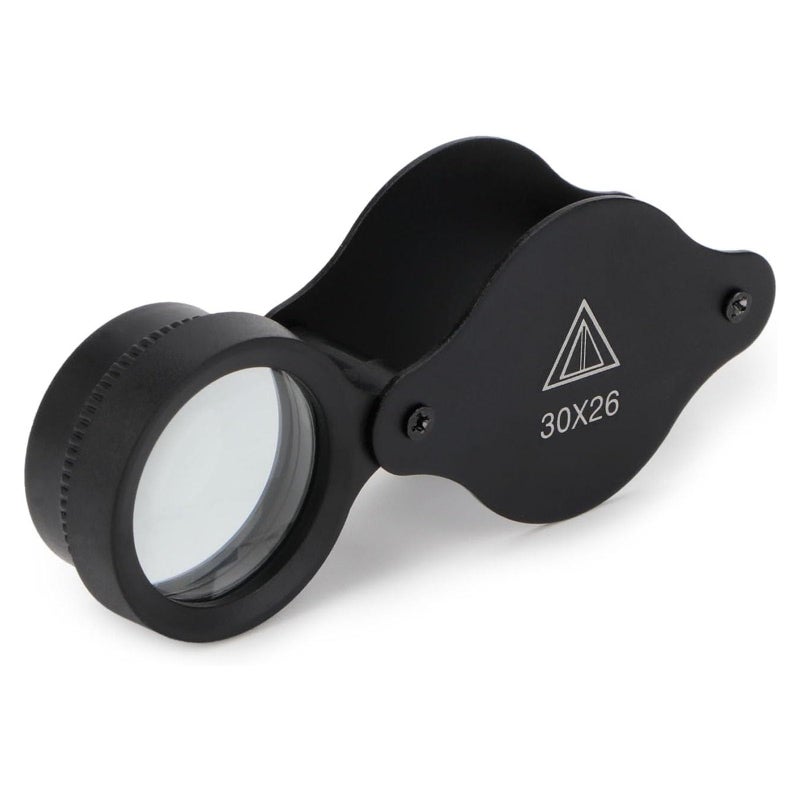 Rongon Pocket Folding Magnifying Glass Jewelers Loupe Magnifier 30X 26MM Small Magnifying Glasses Jewelry Loop Magnifiers Hand Lens for Gemstone Jewelry Gemstones Stamp - Image 1